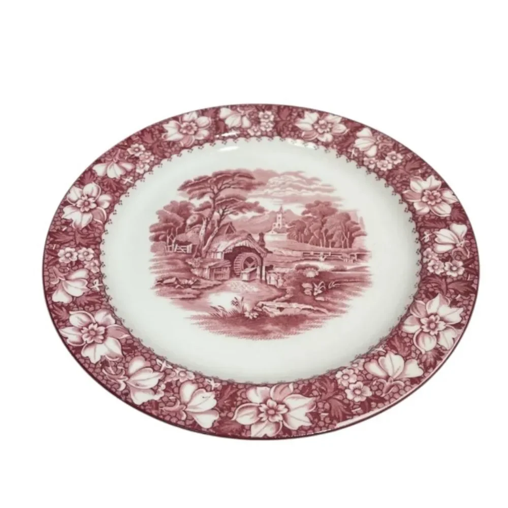 Vintage Woods Burslem England Colonial Pattern Ceramic Dinner Plate